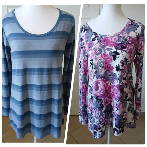 Lularoe‎ Womens Set 2  T-shirt Long Sleeve Size XS Scoop Neck - Picture 1 of 15